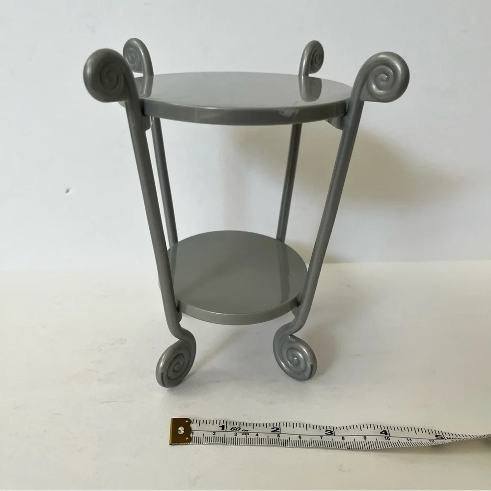 American Girl Doll Two Tier Cafe Bistro Bar Serving Cart Display Table Tray 6.5”